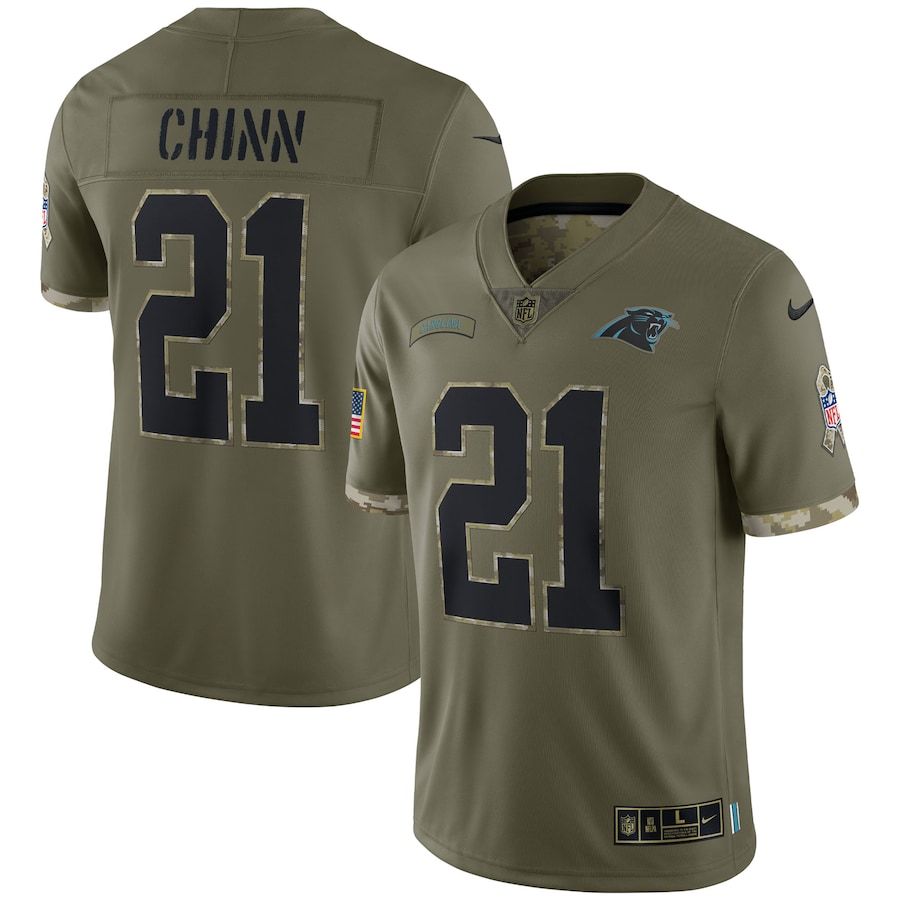 Carolina Panthers #21 Jeremy Chinn Men's 2022 Salute To Service Limited Jersey - Olive