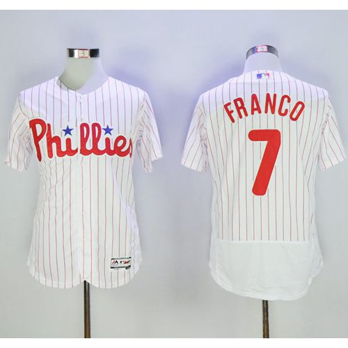 Philadelphia Phillies #7 Maikel Franco White(Red Strip) Flexbase Authentic Collection Stitched Jersey Men's