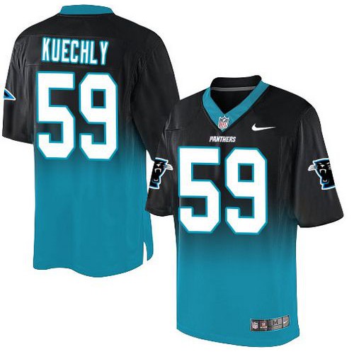 Carolina Panthers #59 Luke Kuechly Black/Blue Men's Stitched Elite Fadeaway Fashion Jersey Men's