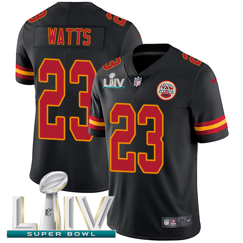 Kansas City Chiefs #23 Armani Watts Black Super Bowl LIV 2020 Men's Stitched Limited Rush Jersey Men's