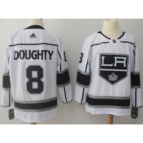 Adidas Los Angeles Kings #8 Drew Doughty White Road Authentic Stitched Jersey Men's