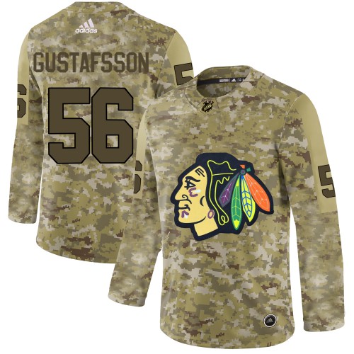 Adidas Chicago Blackhawks #56 Erik Gustafsson Camo Authentic Stitched Jersey Men's