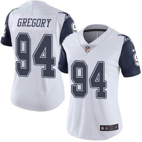 Dallas Cowboys #94 Randy Gregory White Women's Stitched Limited Rush Jersey Womens