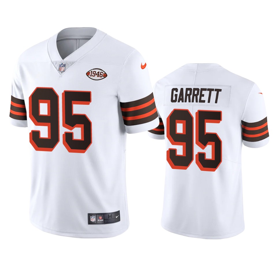 Cleveland Browns #95 Myles Garrett 1946 Collection Alternate Vapor Limited Jersey - White