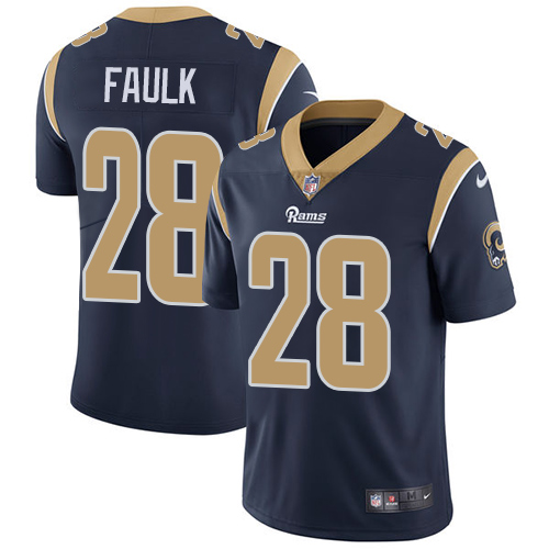 Los Angeles Rams #28 Marshall Faulk Navy Blue Team Color Men's Stitched Vapor Untouchable Limited Jersey Men's