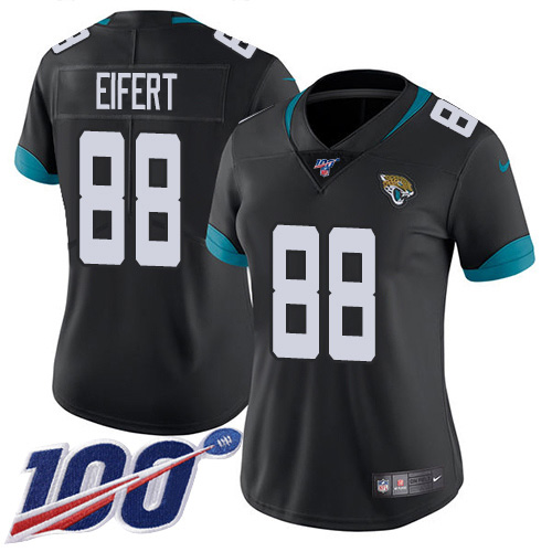 Jacksonville Jaguars #88 Tyler Eifert Black Team Color Women's Stitched 100th Season Vapor Untouchable Limited Jersey Womens