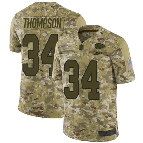 Kansas City Chiefs #34 Darwin Thompson Camo Youth Stitched Limited 2018 Salute to Service Jersey Youth