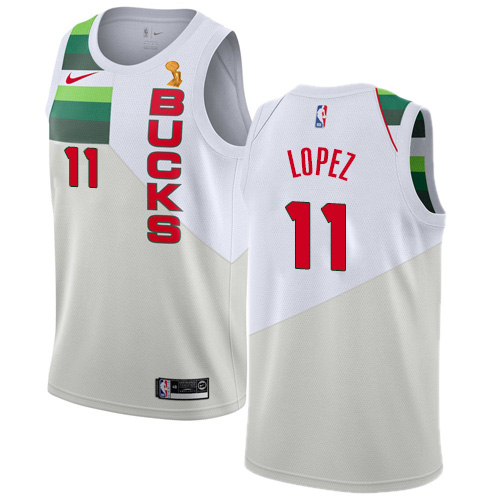Milwaukee Bucks #11 Brook Lopez 2021 Finals Champions Swingman Earned Edition Jersey White Mens