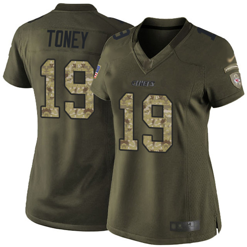 Chiefs #19 Kadarius Toney Green Women's Stitched Limited 2015 Salute To Service Jersey