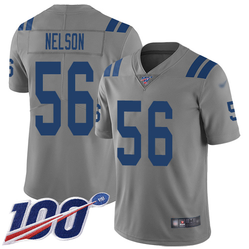 Colts #56 Quenton Nelson Gray Men's Stitched Limited Inverted Legend 100th Season Jersey