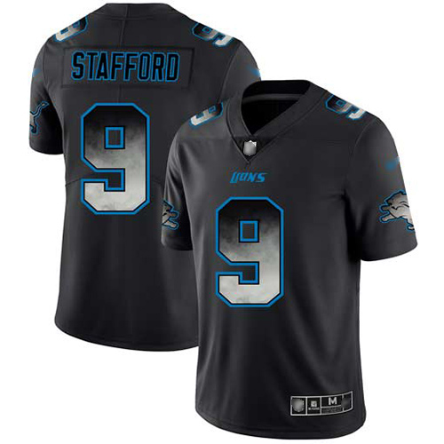 Detroit Lions #9 Matthew Stafford Black Men's Stitched Vapor Untouchable Limited Smoke Fashion Jersey Men's