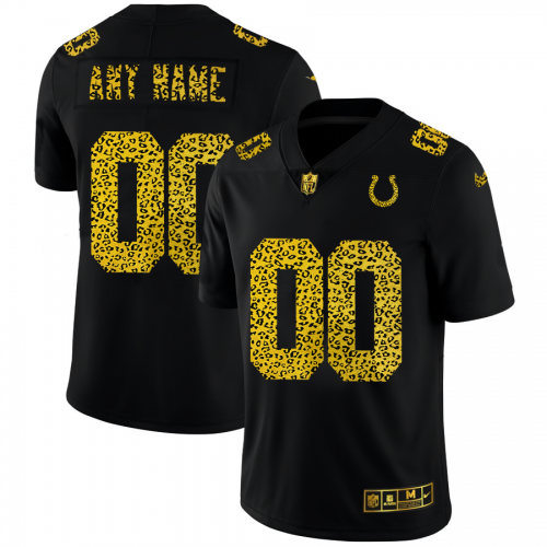 Indianapolis Colts Custom Men's Leopard Print Fashion Vapor Limited Jersey Black