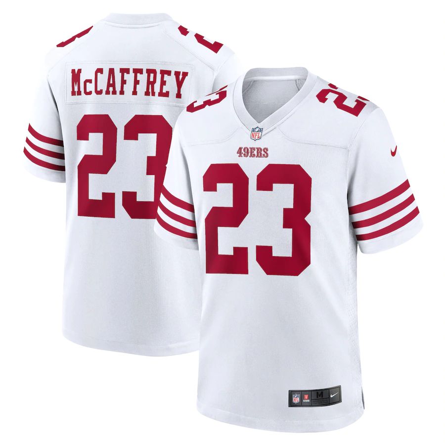 San Francisco 49ers #23 Christian McCaffrey Men's 2022 Player Game Jersey - White