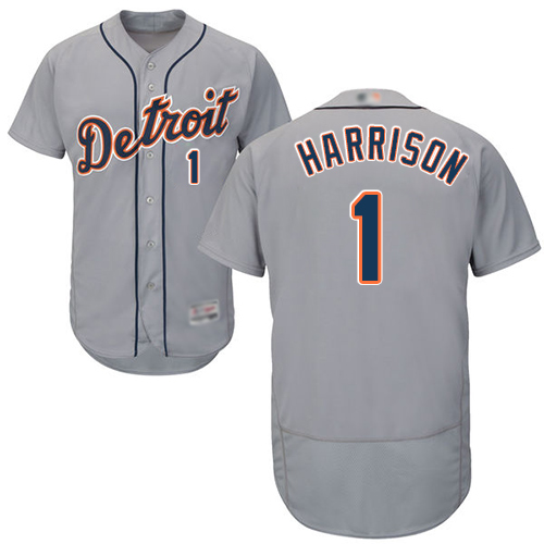Detroit Tigers #1 Josh Harrison Grey Flexbase Authentic Collection Stitched Jersey Men's