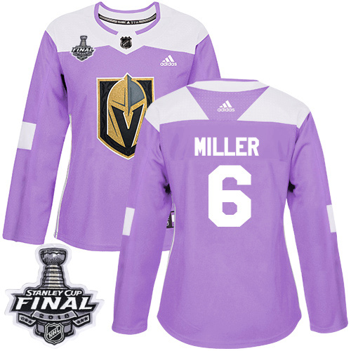 Adidas Golden Vegas Golden Knights #6 Colin Miller Purple Authentic Fights Cancer 2018 Stanley Cup Final Women's Stitched Jersey Womens