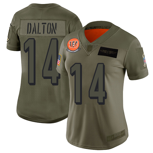 Cincinnati Bengals #14 Andy Dalton Camo Women's Stitched Limited 2019 Salute to Service Jersey Womens