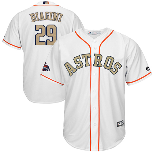 Houston Astros #29 Joe Biagini White 2018 Gold Program Cool Base Stitched Jersey Men's