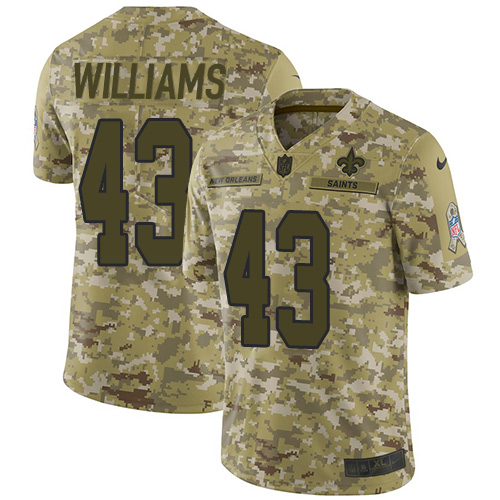 New Orleans Saints #43 Marcus Williams Camo Men's Stitched Limited 2018 Salute To Service Jersey Men's