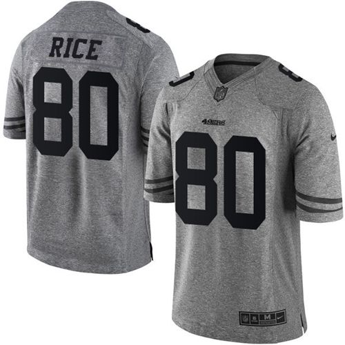 49ers #80 Jerry Rice Gray Men's Stitched Limited Gridiron Gray Jersey