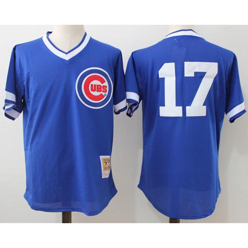 Mitchell And Ness Chicago Cubs #17 Kris Bryant Blue Throwback Stitched Jersey Men's