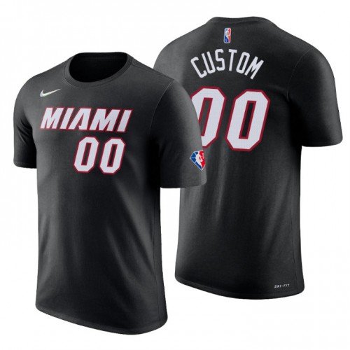 Miami Heat Custom Black Men's 2021-22 75th Anniversary Diamond T-Shirt