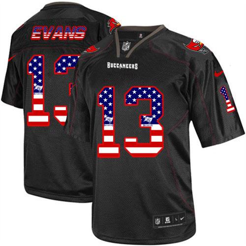 Buccaneers #13 Mike Evans Black Men's Stitched Elite USA Flag Fashion Jersey