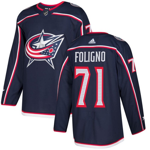 Adidas Columbus Blue Jackets #71 Nick Foligno Navy Blue Home Authentic Stitched Jersey Men's