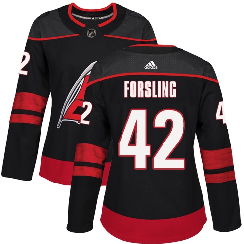 Adidas Carolina Hurricanes #42 Gustav Forsling Black Alternate Authentic Women's Stitched Jersey Womens