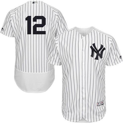 New York Yankees #12 Wade Boggs White Strip Flexbase Authentic Collection Stitched Jersey Men's