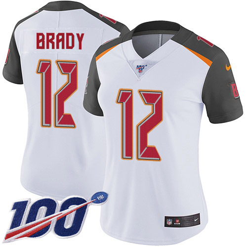 Buccaneers #12 Tom Brady White Women's Stitched 100th Season Vapor Untouchable Limited Jersey