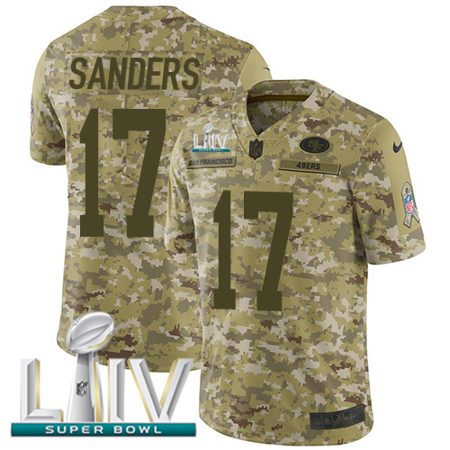 San Francisco 49ers #17 Emmanuel Sanders Camo Super Bowl LIV 2020 Youth Stitched Limited 2018 Salute To Service Jersey Youth