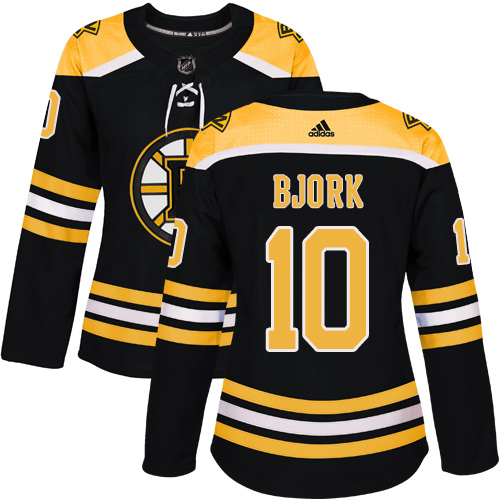 Adidas Boston Bruins #10 Anders Bjork Black Home Authentic Women's Stitched Jersey Womens
