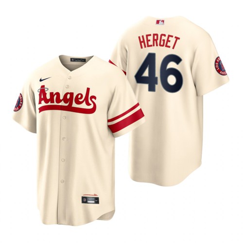 Los Angeles Los Angeles Angels #46 Jimmy Herget Cream Men's 2022 City Connect Game Jersey Men's