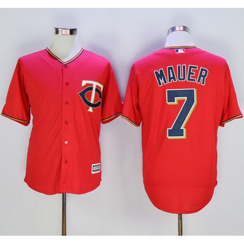 Minnesota Twins #7 Joe Mauer Red New Cool Base Stitched Jersey Men's