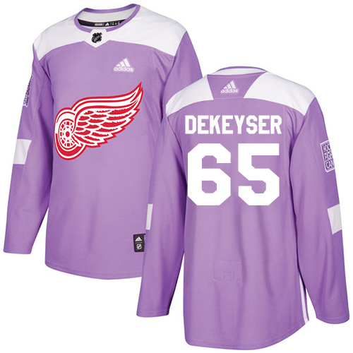 Adidas Detroit Red Wings #65 Danny DeKeyser Purple Authentic Fights Cancer Stitched Jersey Men's