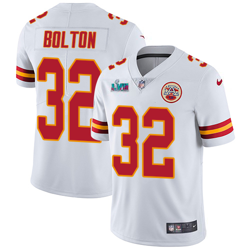 Chiefs #32 Nick Bolton White Super Bowl LVII Patch Youth Stitched Vapor Untouchable Limited Jersey