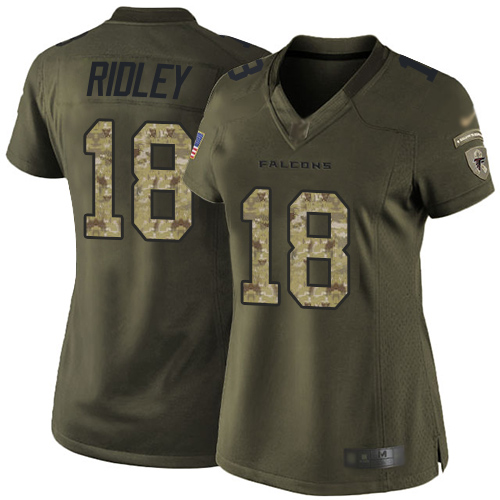 Falcons #18 Calvin Ridley Green Women's Stitched Limited 2015 Salute To Service Jersey
