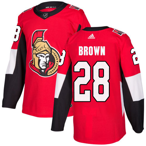 Adidas Ottawa Senators #28 Connor Brown Red Home Authentic Stitched Jersey Men's