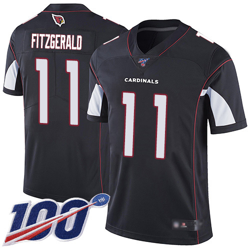 Cardinals #11 Larry Fitzgerald Black Alternate Men's Stitched 100th Season Vapor Limited Jersey