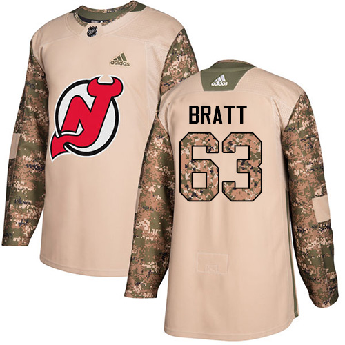 Adidas New Jersey Devils #63 Jesper Bratt Camo Authentic 2017 Veterans Day Stitched Jersey Men's