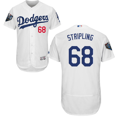 Los Angeles Dodgers #68 Ross Stripling White Flexbase Authentic Collection 2018 World Series Stitched Jersey Men's