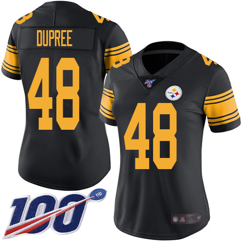 Pittsburgh Steelers #48 Bud Dupree Black Women's Stitched Limited Rush 100th Season Jersey Womens