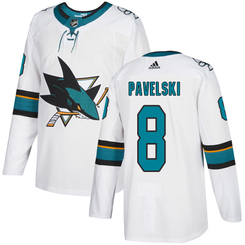 Adidas San Jose Sharks #8 Joe Pavelski White Road Authentic Stitched Youth Jersey Youth