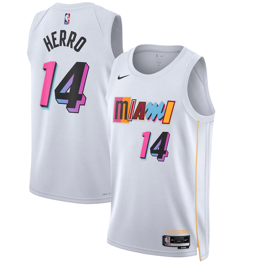 Miami Heat #14 Tyler Herro Unisex White 2023 Finals Patch Swingman Jersey - City Edition