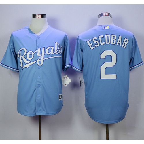 Kansas City Royals #2 Alcides Escobar Light Blue Alternate 1 New Cool Base Stitched Jersey Men's