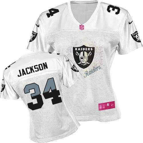 Raiders #34 Bo Jackson White Women's Fem Fan Game Jersey