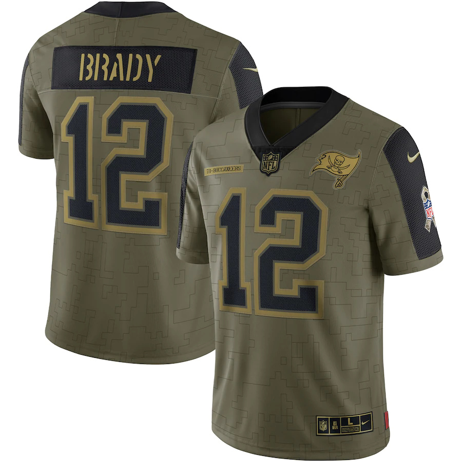 Tampa Bay Buccaneers #12 Tom Brady Olive 2021 Salute To Service Limited Player Jersey