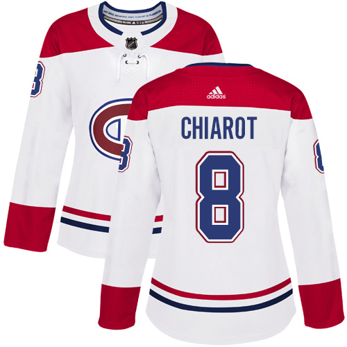 Adidas Montreal Canadiens #8 Ben Chiarot White Road Authentic Women's Stitched Jersey Womens