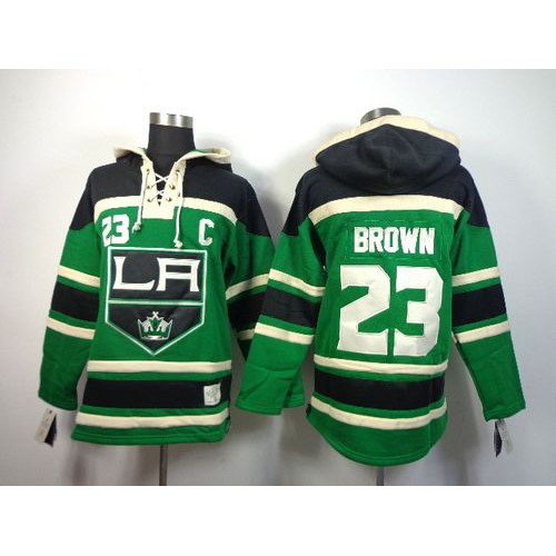 Los Angeles Kings #23 Dustin Brown Green St. Patrick's Day McNary Lace Hoodie Stitched Jersey Men's