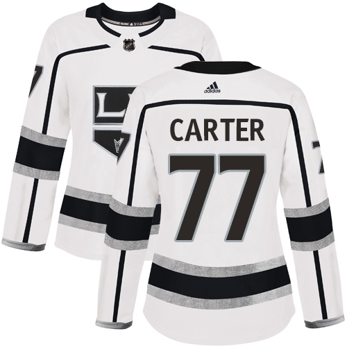 Adidas Los Angeles Kings #77 Jeff Carter White Road Authentic Women's Stitched Jersey Womens